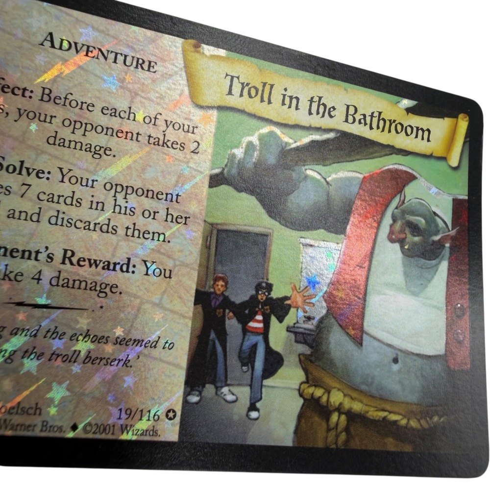 Harry Potter TCG Troll in the Bathroom 19/116 Holo Foil Adventure Card 2001 Rare